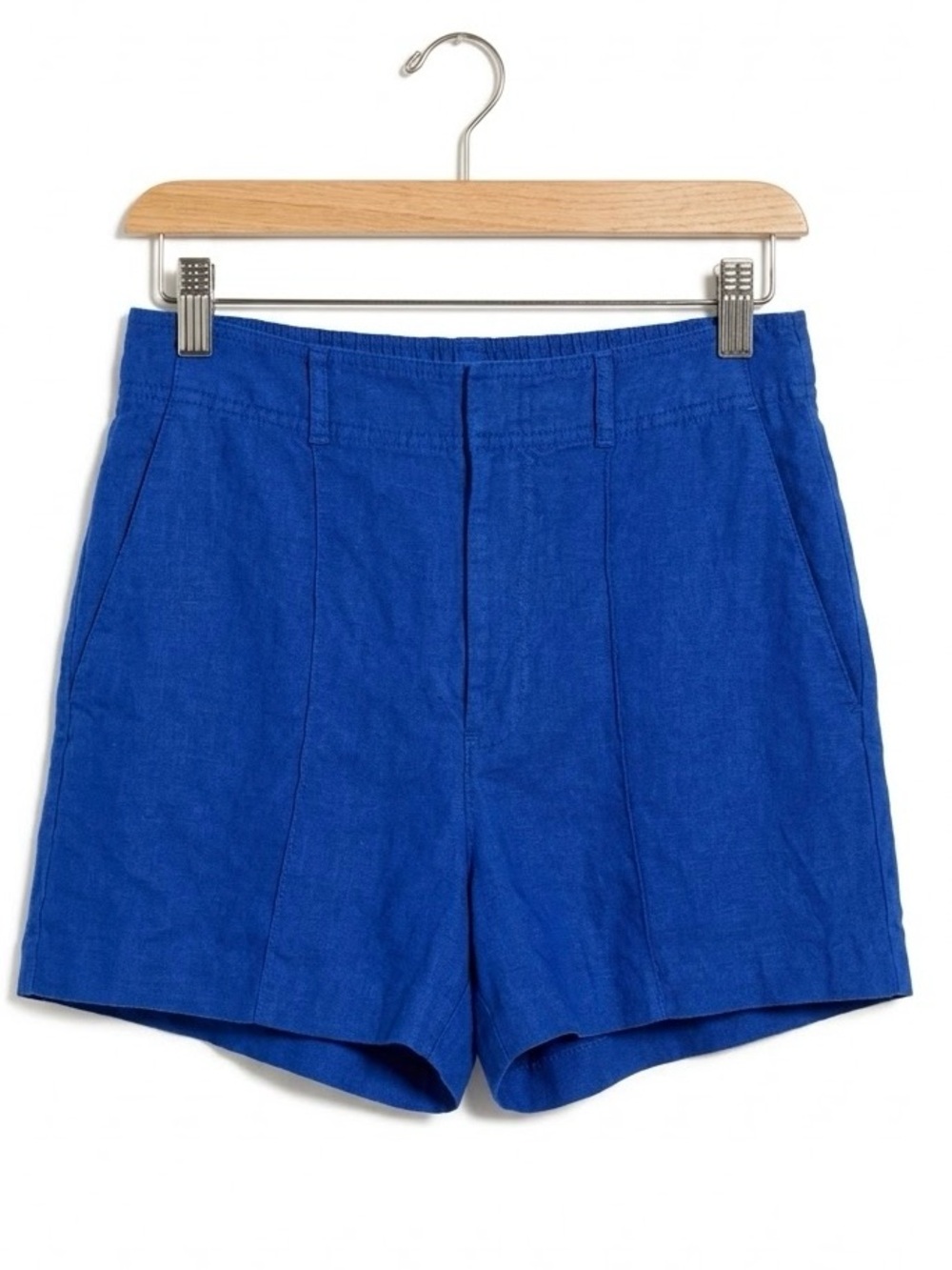 Madewell Cobalt Blue 100% Linen High Waisted Tailored Shorts 6 Coastal